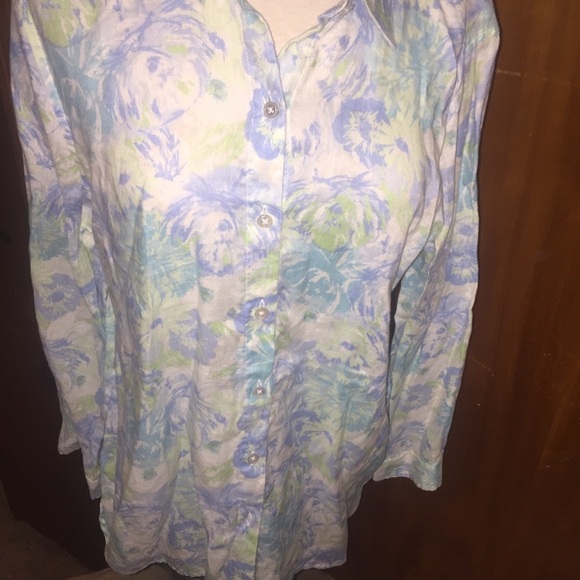 𝅺J. Jill linen button down blouse shirt size small - Picture 3 of 5